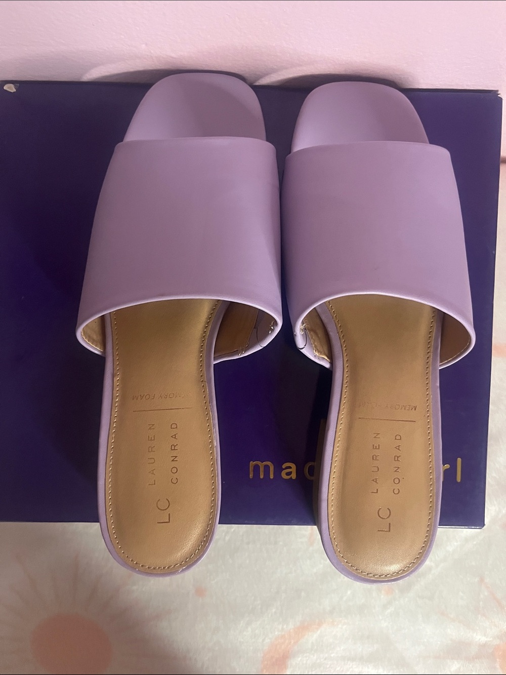 LC Lauren Conrad Lavender Open-Toe Slide Sandals
